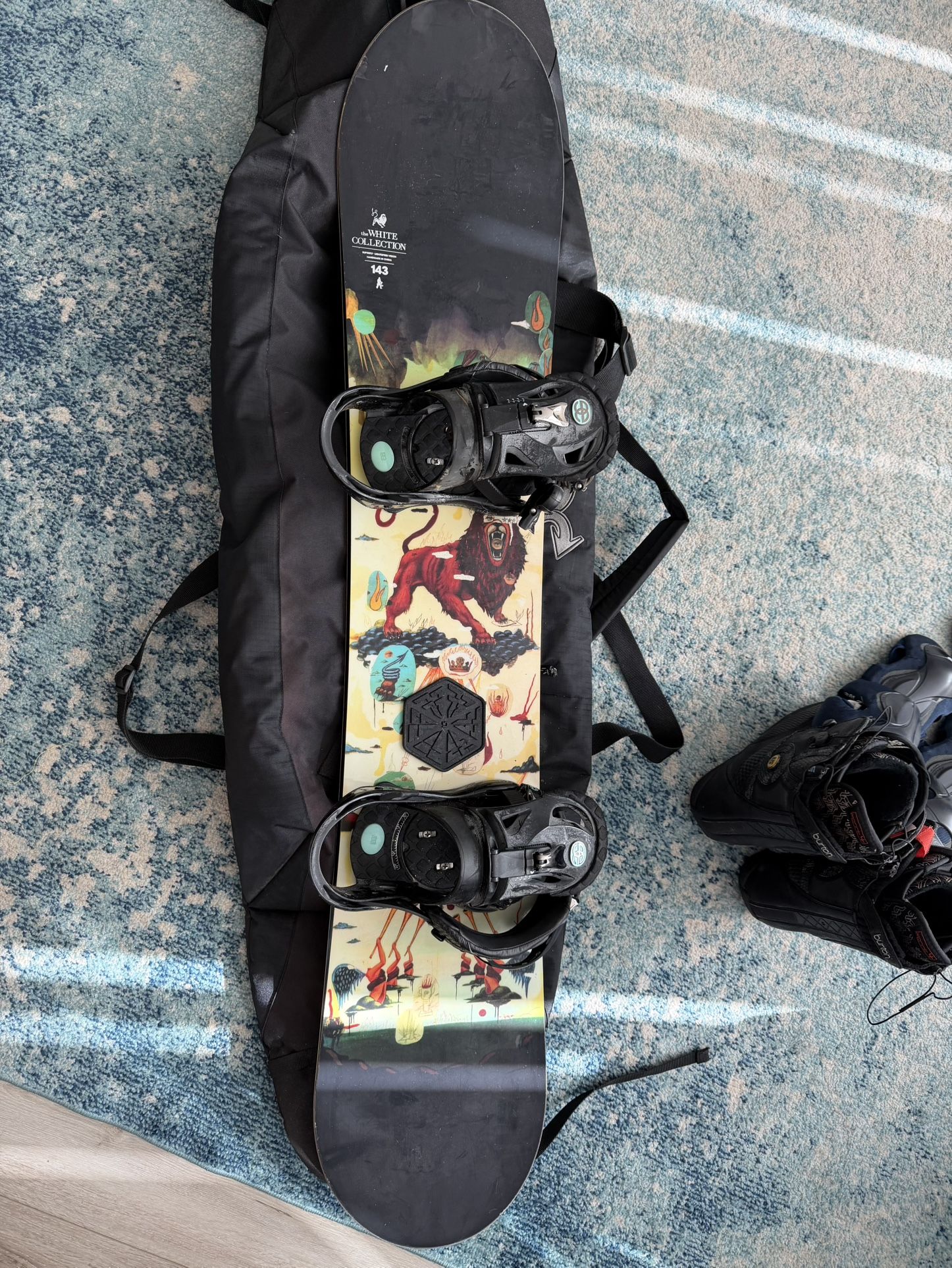 Snowboard, Bag, Boots and Bindings