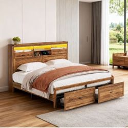 King Bed Frame Honey Brown