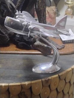 VINTAGE HEAVY CHROME 4 PROPELLER AIRPLANE 2 PIECE