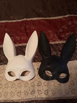 Glitter Bunny Masquerade Masks Set of 2