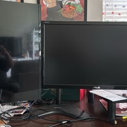 Dual Monitor Setup (27” ASUS + 23” Dell + Stand) – Fully Assembled