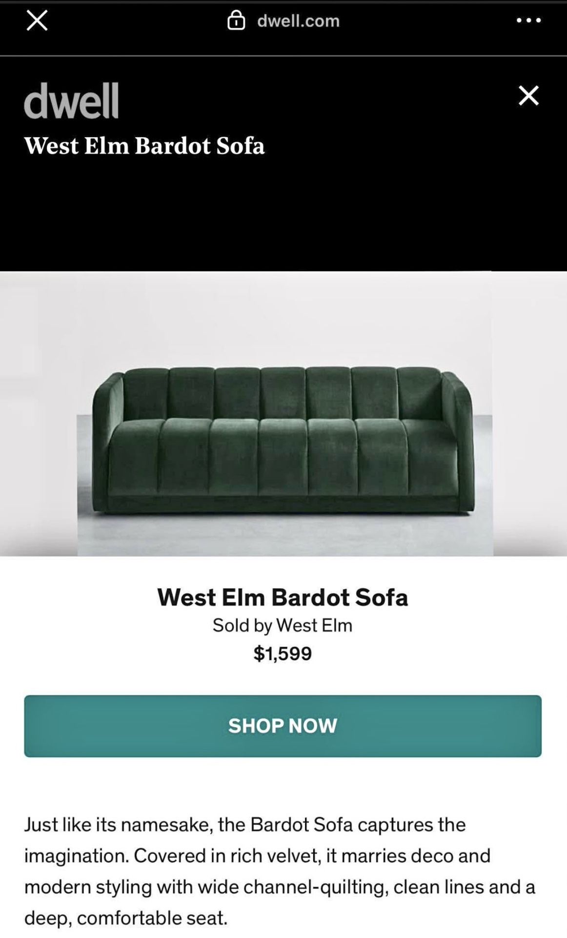 Green Velvet Couch 