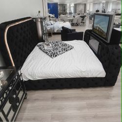 Eastern King Bed w/LED, Fireplace & TV Stand