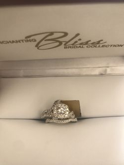 14k Ladies Certified Diamond Ring Set 2-tone White and Rose gold 1CT Diamond