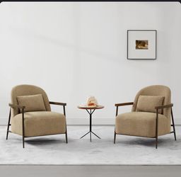 Mariona Faux Sherpa Upholstered Accent Chair with Lumbar Pillows (Set of 2