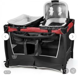 4-In-1 Convertible Portable Baby Play Yard With Toys And Music Player-Red  (OPEN BOX NEVER USED).            NO TRADES.       NO SHIPPING.  ( EAST PAL