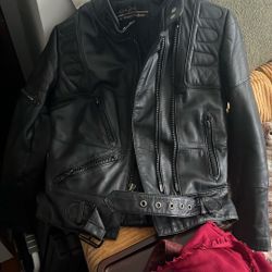 harley davidson padded leather biker jacket women’s S