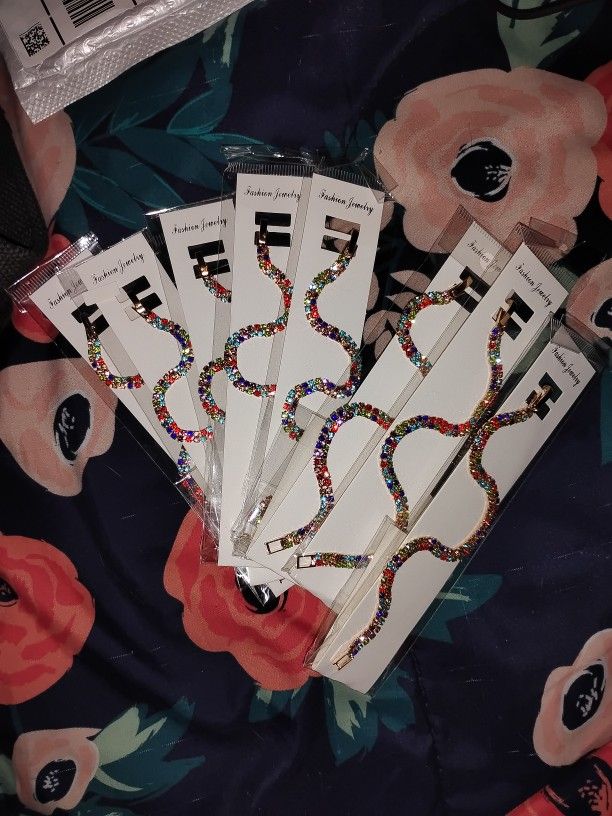 7 Inch Charm Bracelets. Rainbow Stones.