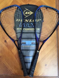 (2) Dunlop Max Enforcer Extra Long Tennis Racquets w/Case 4 3/8" Grip