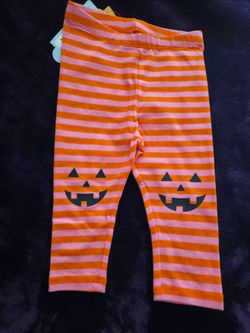 Cat and Jack Baby Halloween Pumpkin Striped Leggings