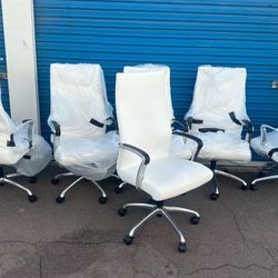 Steelcase White Leather Office Chairs 