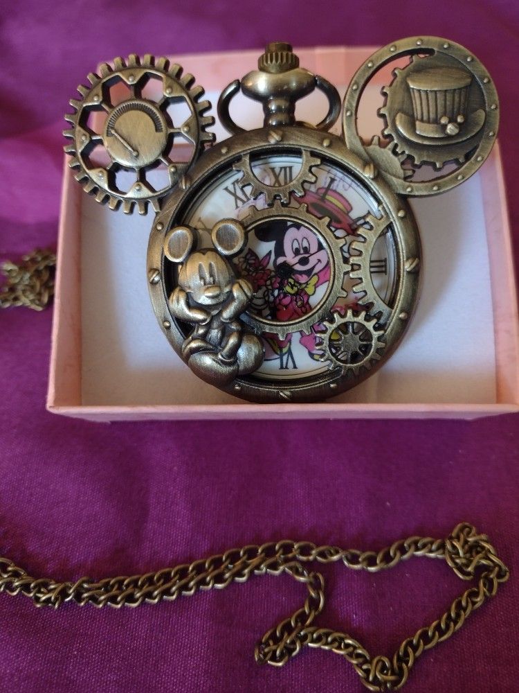 Vintage Rare Mickey Mouse With Ears Pocket Watch