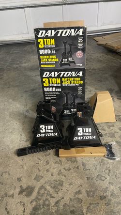 DAYTONA 3 Ton Heavy Duty Ratcheting Jack Stands, Black