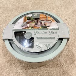 3 Piece Stainless Steel Mixing Bowls Set with Non Skid Bottom & Transparent Lid