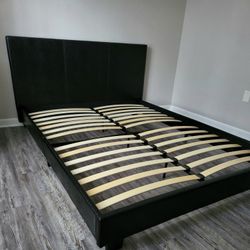 QUEEN platform bed frame comes NEW IN BOX, mattress sold separately
