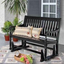 outdoor Rocker Loveseat black wooden New