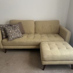 Living Spaces Fabric 79" Sofa With Ottoman