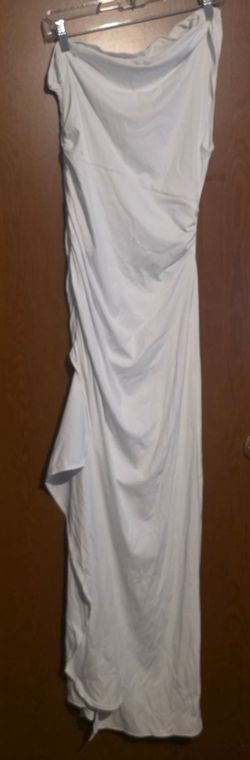 Large white ruched body con dress