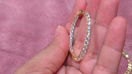 Gold-Tone Cubic Zirconia Hoop Earrings