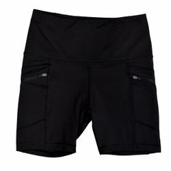 Vogo Athletica Womens S Bike Shorts Black Zip Pockets Stretch Gym Training
