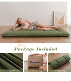 4” Twin Japanese Floor Mattress, Futon Mattress with Portable Storage Bag and Washable Cover, Roll Up Thick Tatami Mat Suitable for Camping, Guest Roo