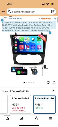 8 CORE 6G+128G Car Radio Stereo for Nissan Altima 2008-2012 with Wireless CarPlay Android Auto, 9 Inch 1280 * 720P IPS Touch Screen Android 13 GPS WiF