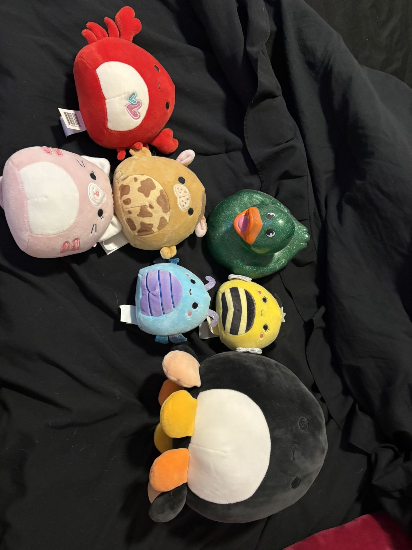 plushies, flower candle and giant rubber duck