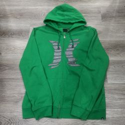 Green Hurley Zip Up Hoodie Vintage Y2K
