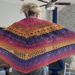 Crochet Triangle Shawl, Handmade