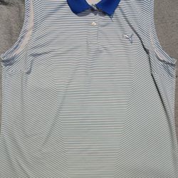 Women's Size Large Puma Tank Top Sport Running Workout Casual Blue Green