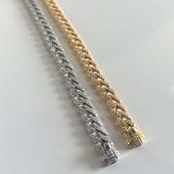 Very Rare Sterling Silver Iced Out Cuban Bracelet 