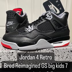 Jordan 4 Retro Bred Reimagined GS 7 women's 8.5