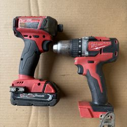 Milwaukee M18 Brushless hammer drill and Milwaukee M18 Fuel Surge impact driver 