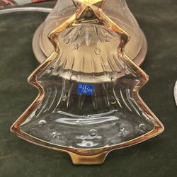 Vintage Studio Nova “Yuletide Spirit” Gold Christmas Tree Candy Dish