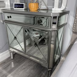 Mirror Accent Cabinet/ Nightstand 32”H x 32”W x 16”D 
