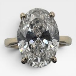 14k Yellow Gold Solitaire Ring with 4.51Ct. Lab Grown Oval Cut Diamond. (Size 5.50)