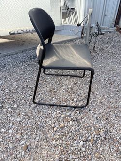 Black Plastic Stackable Chair with Metal Frame