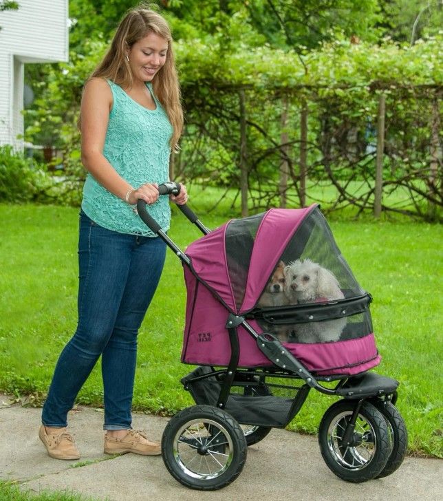 Pet Gear NO-Zip Double Pet Stroller – Zipperless Entry for Easy Access | Suitable for Single or Multiple Dogs/Cats | Includes Plush Pad & Weather Co