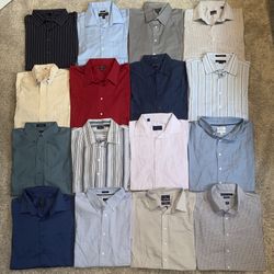 Lot of 27 Double Extra Large (XXL) 2XL Men Long Sleeve Button Down Casual/Dress Shirts