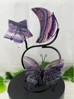 Crystal Fluorite Triple Carving