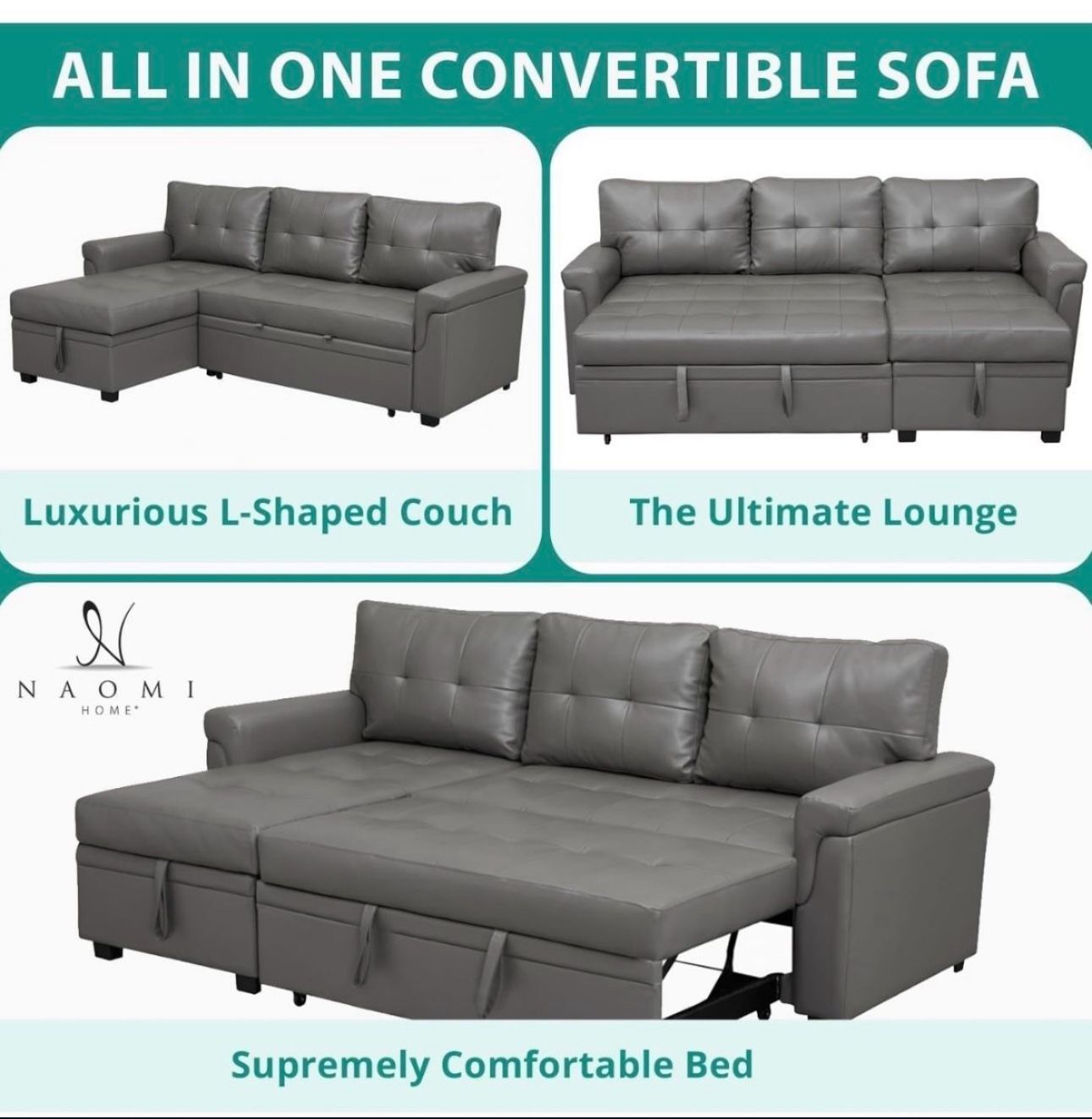 Sectional Sofa Sleeper with Storage Chaise