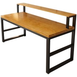 Industrial Style Two-Tier Wood Desk / Workbench