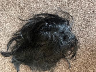 Short Black Wig with Bangs – Halloween Costume Wig – Curly & Messy Style
