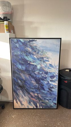 Extra Large Abstract Picture Blue Pastels - Expensive Frame