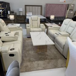 Recliners Beige Cream 3pc Set Display Sale 