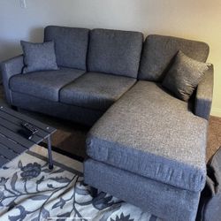 (Sold) Modern Dark Gray Living Spaces Sofa with Reversible Chaise