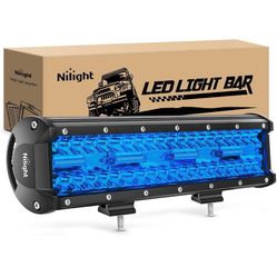 Nilight 12 Inch LED Light Bar Blue Triple Row 240W Spot & Flood Combo 30000LM Driving Boat Led Off Road Lights Fishing Hunting Emergency Safety Lights