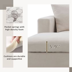 [VIDEO provided] [New] 100.4*64.6 Modern Sectional Sofa,L-shaped Couch Set with 2 Free pillows,4-seat Polyester Fabric Couch Set with Convertible Otto