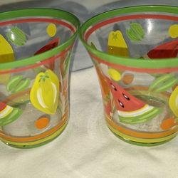 Set Of Two PARTYLITE "Summerfest" Glass Votive Holders Made In Romania C14V228