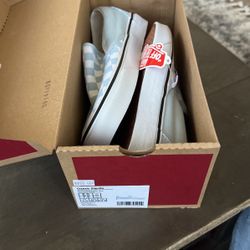 Brand New Baby Blue Checkered, Vans, New In Box!! 7.5 W